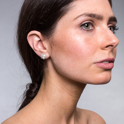 Silver Spiky Stud Earrings