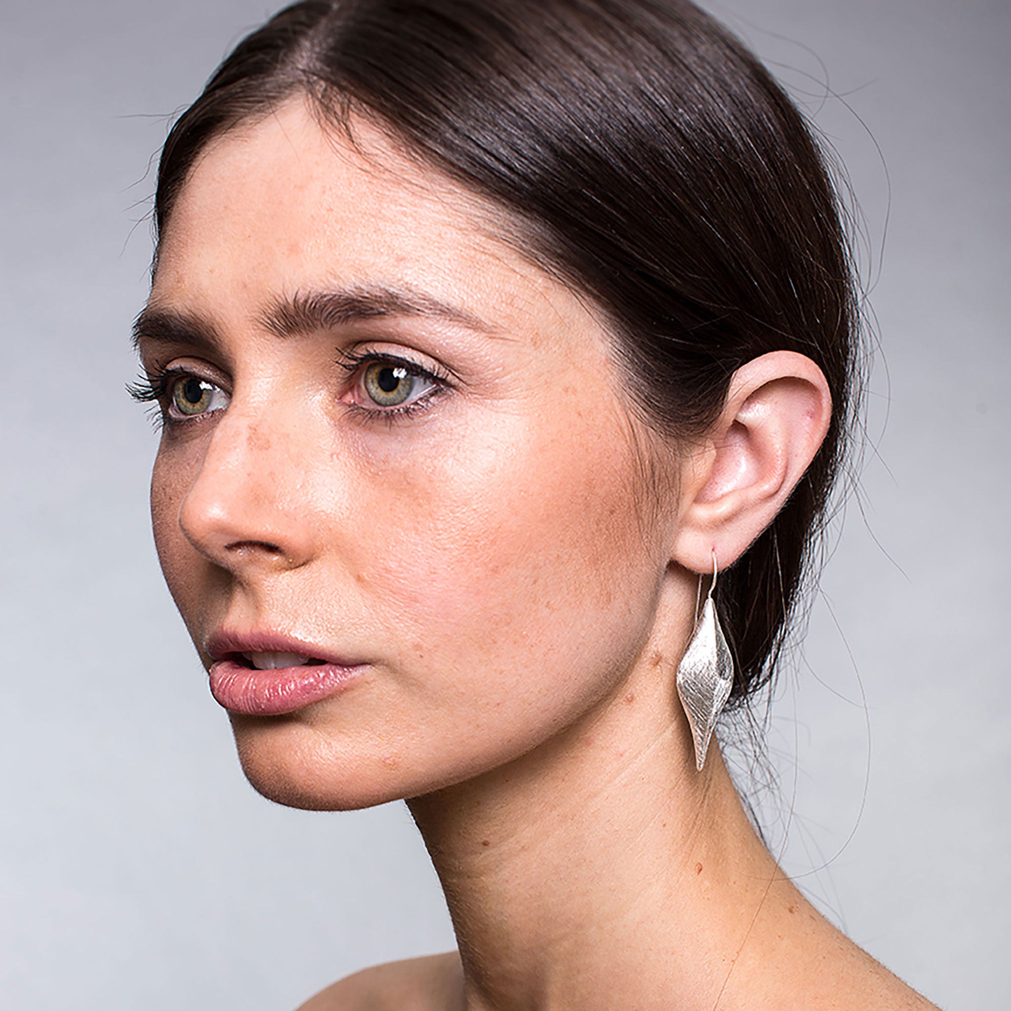 Silver Tear Drop Ivy Leaf Earrings