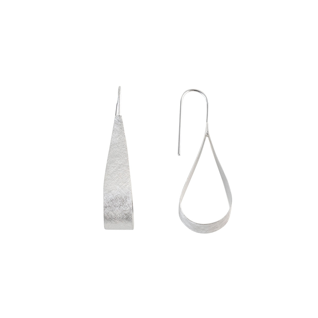 Silver Tear Drop Loop Earrings
