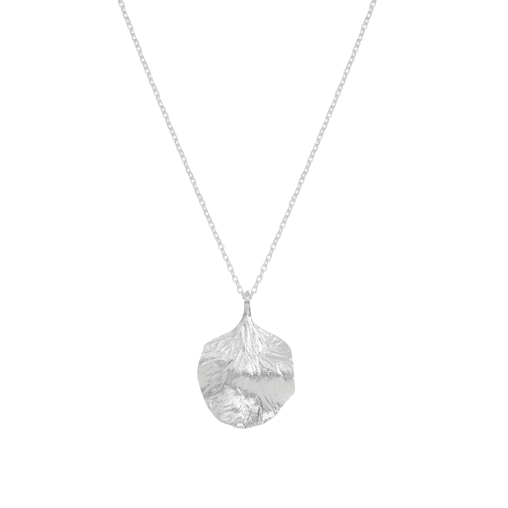 Silver Textured Wavy Leaf Pendant