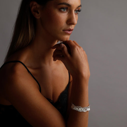 Silver Thin Coral Bangle