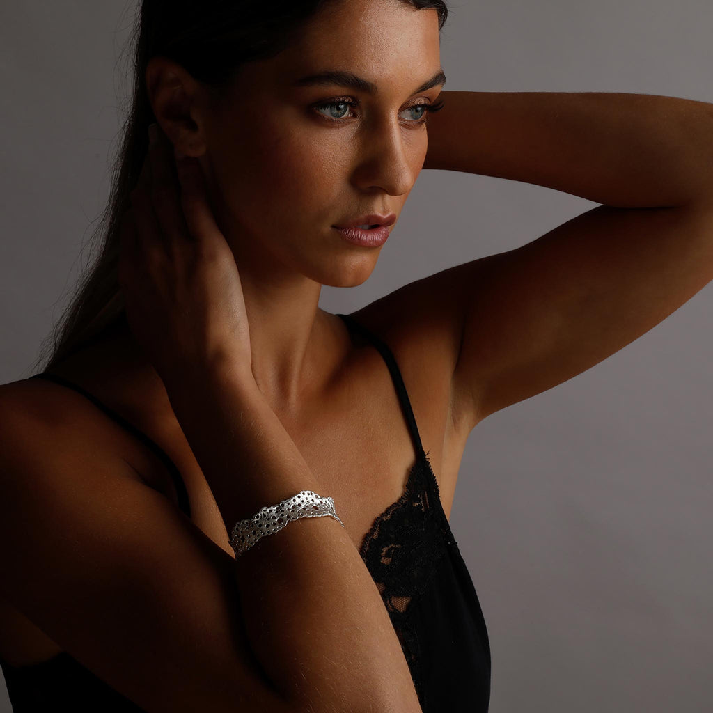 Silver Thin Coral Bangle