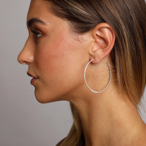 Silver Thin Hoop Earrings