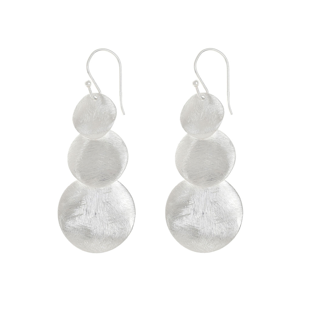 Silver Three Plain Circles Earrings