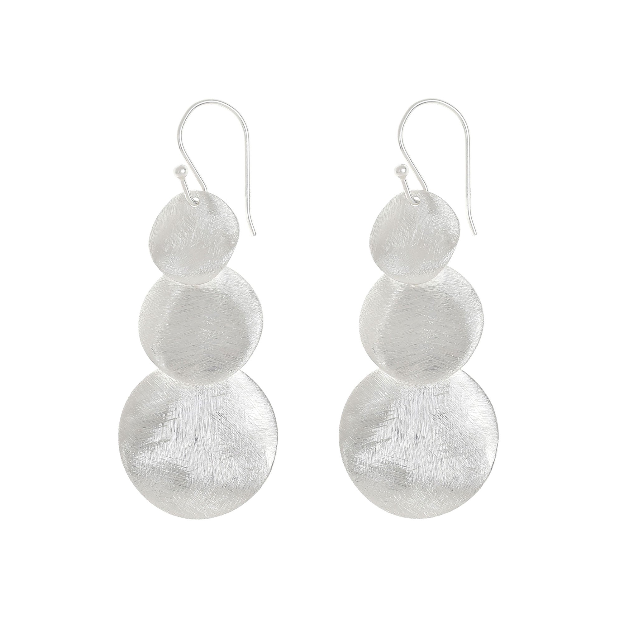 Silver Three Plain Circles Earrings