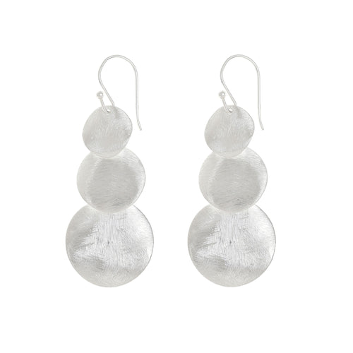 Silver Three Plain Circles Earrings