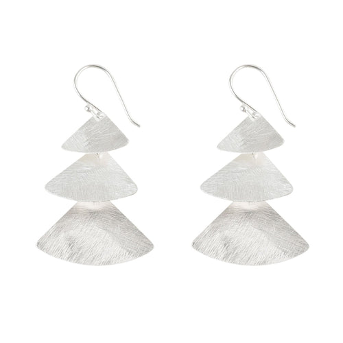 Silver Three Plain Triangles Earrings