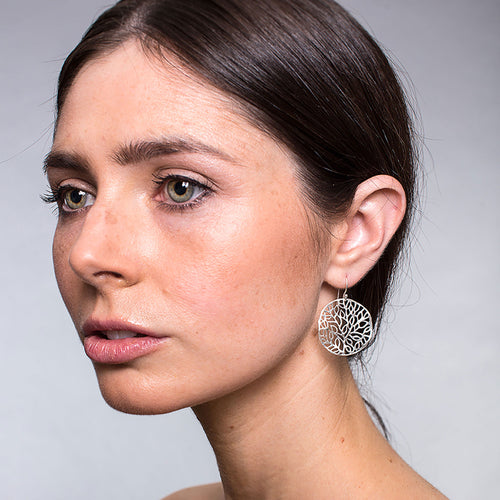 Silver Tree of Life Inspired Earrings