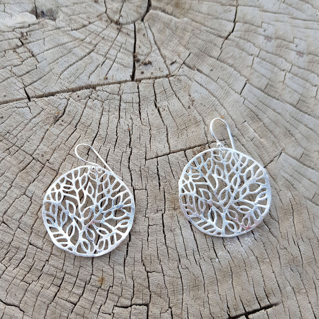 Silver Tree of Life Inspired Earrings