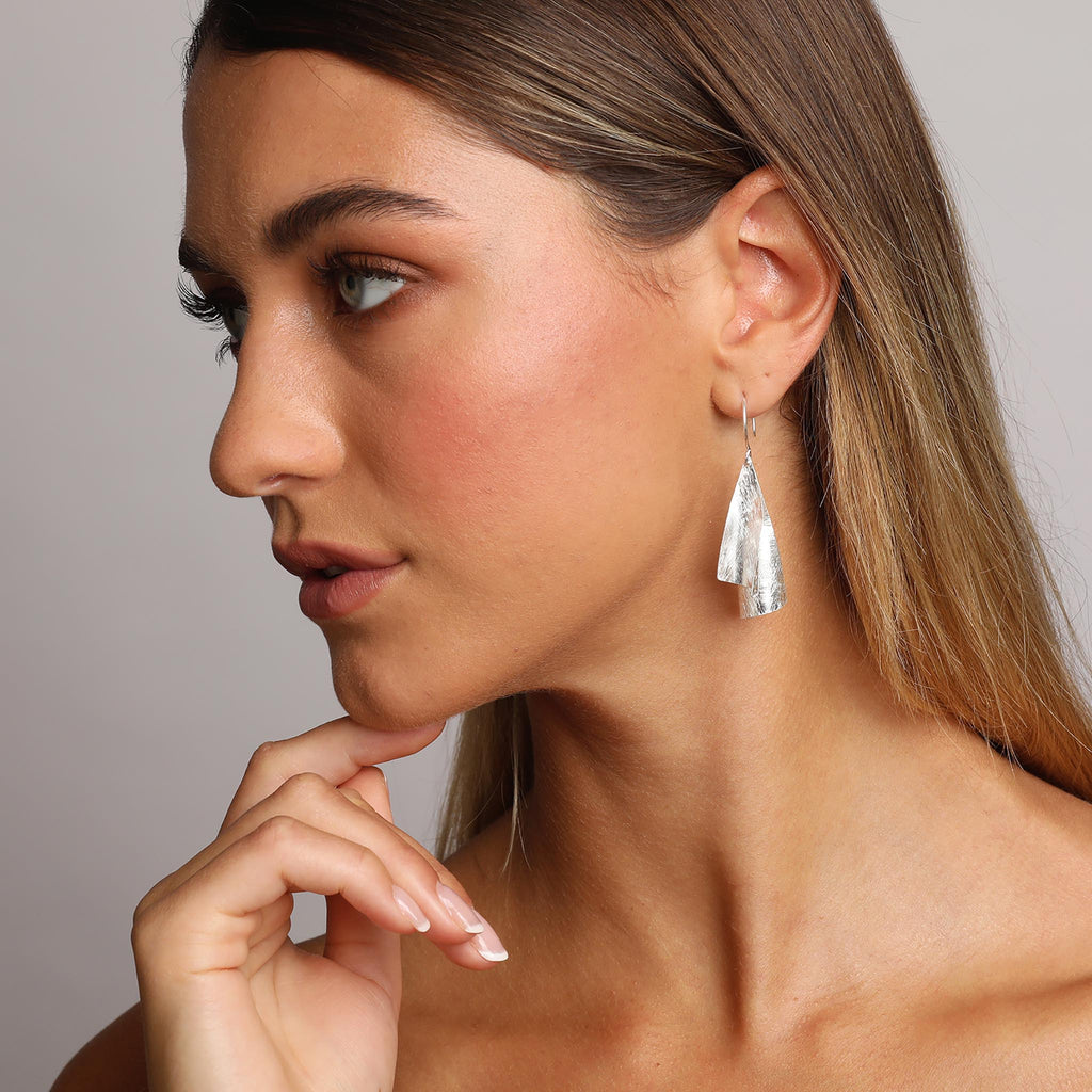 Silver Two Leaves Earrings