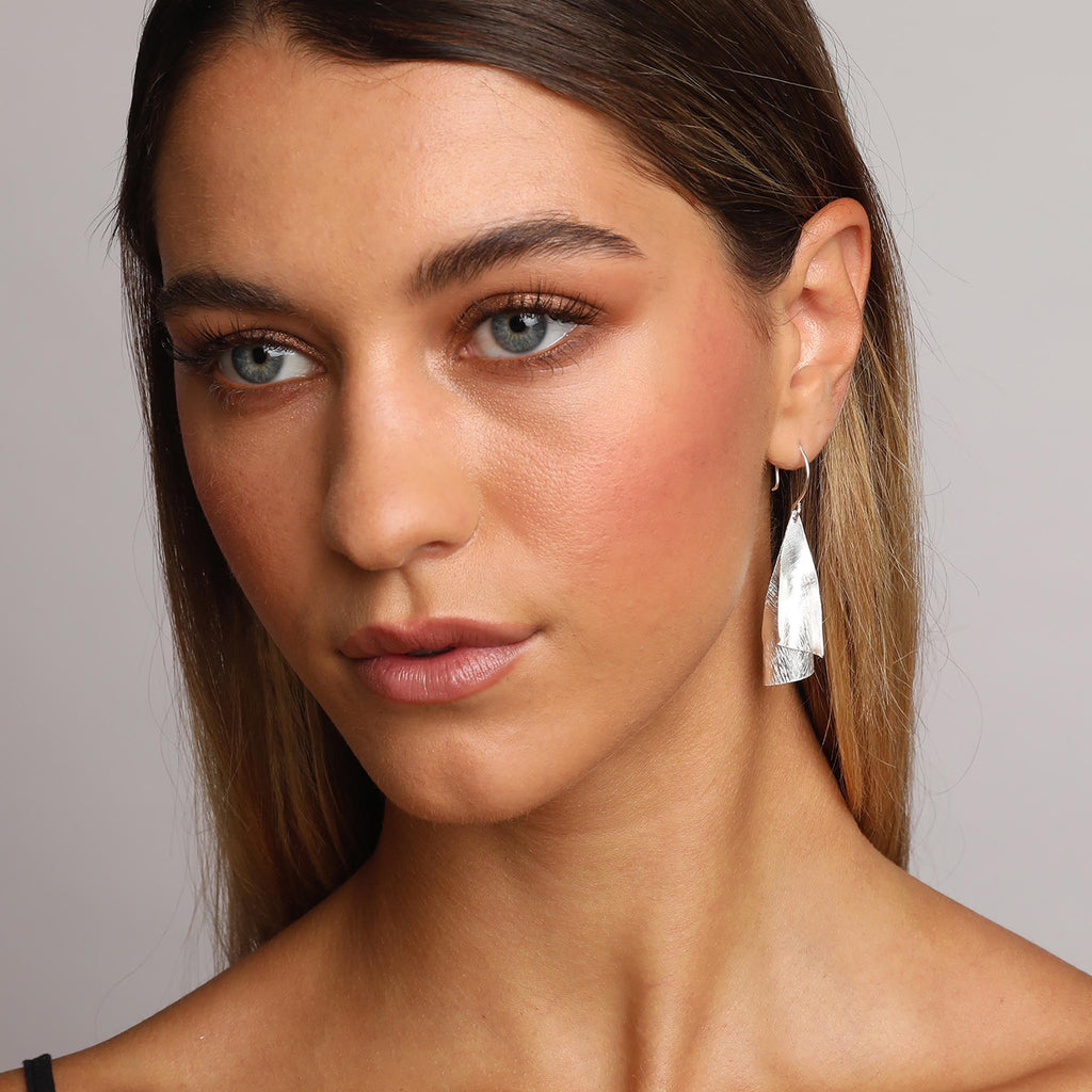 Silver Two Leaves Earrings
