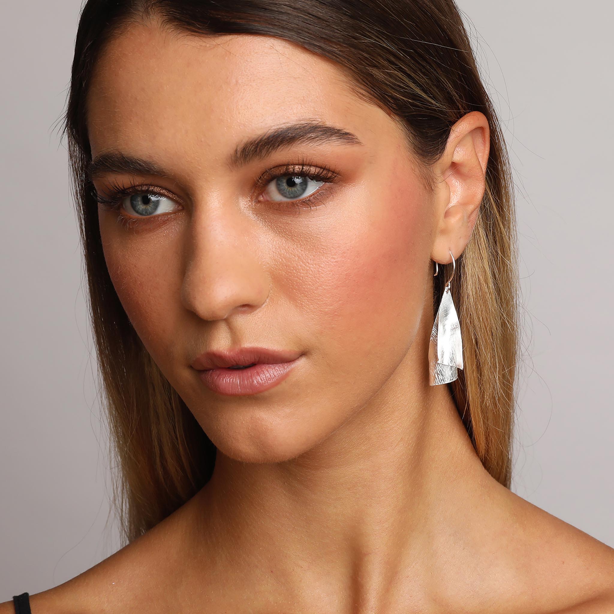 Silver Two Leaves Earrings
