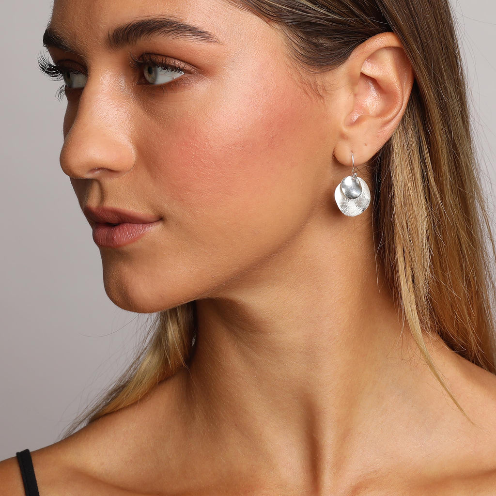 Silver Two Plain Circles Earrings