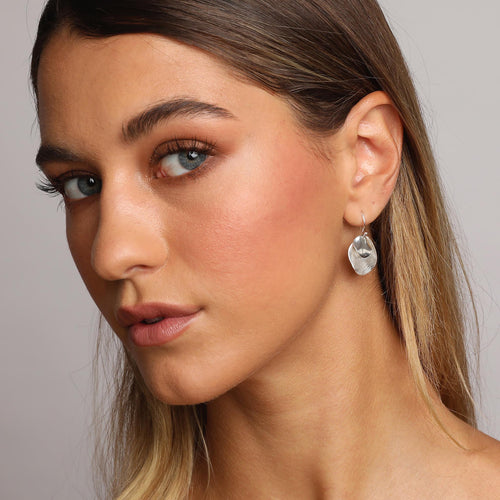 Silver Two Plain Circles Earrings