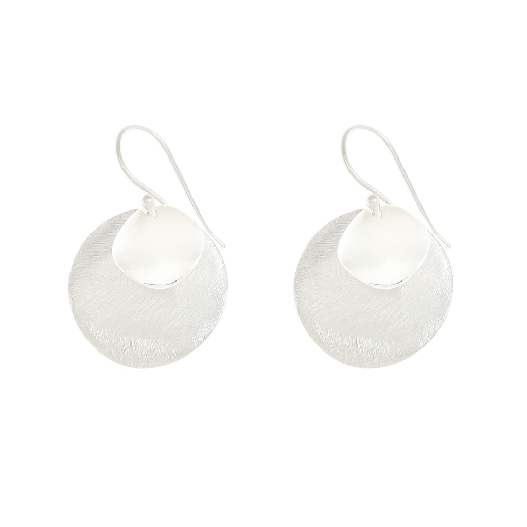 Silver Two Plain Circles Earrings