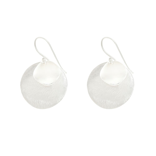 Silver Two Plain Circles Earrings