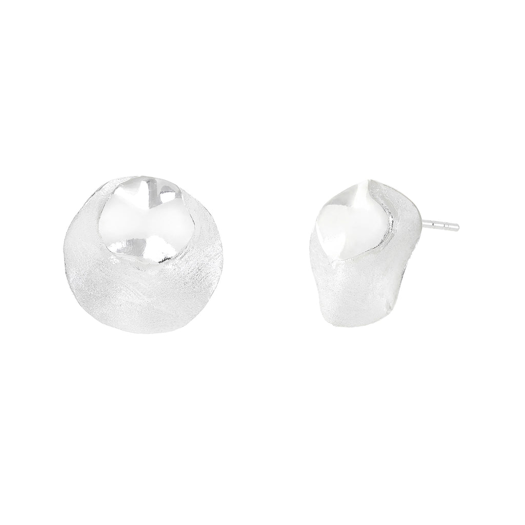 Silver Two Plain Circles Stud Earrings