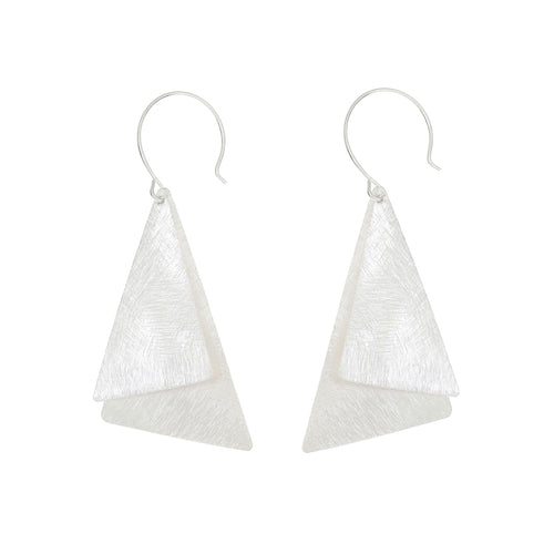 Silver Two Plain Triangles Earrings
