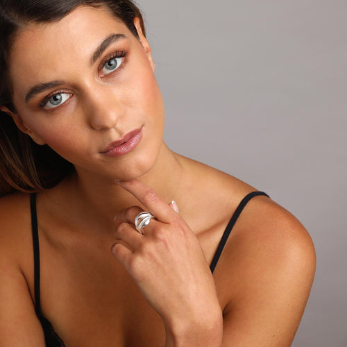 Silver Wavy Multi Rows Adjustable Ring