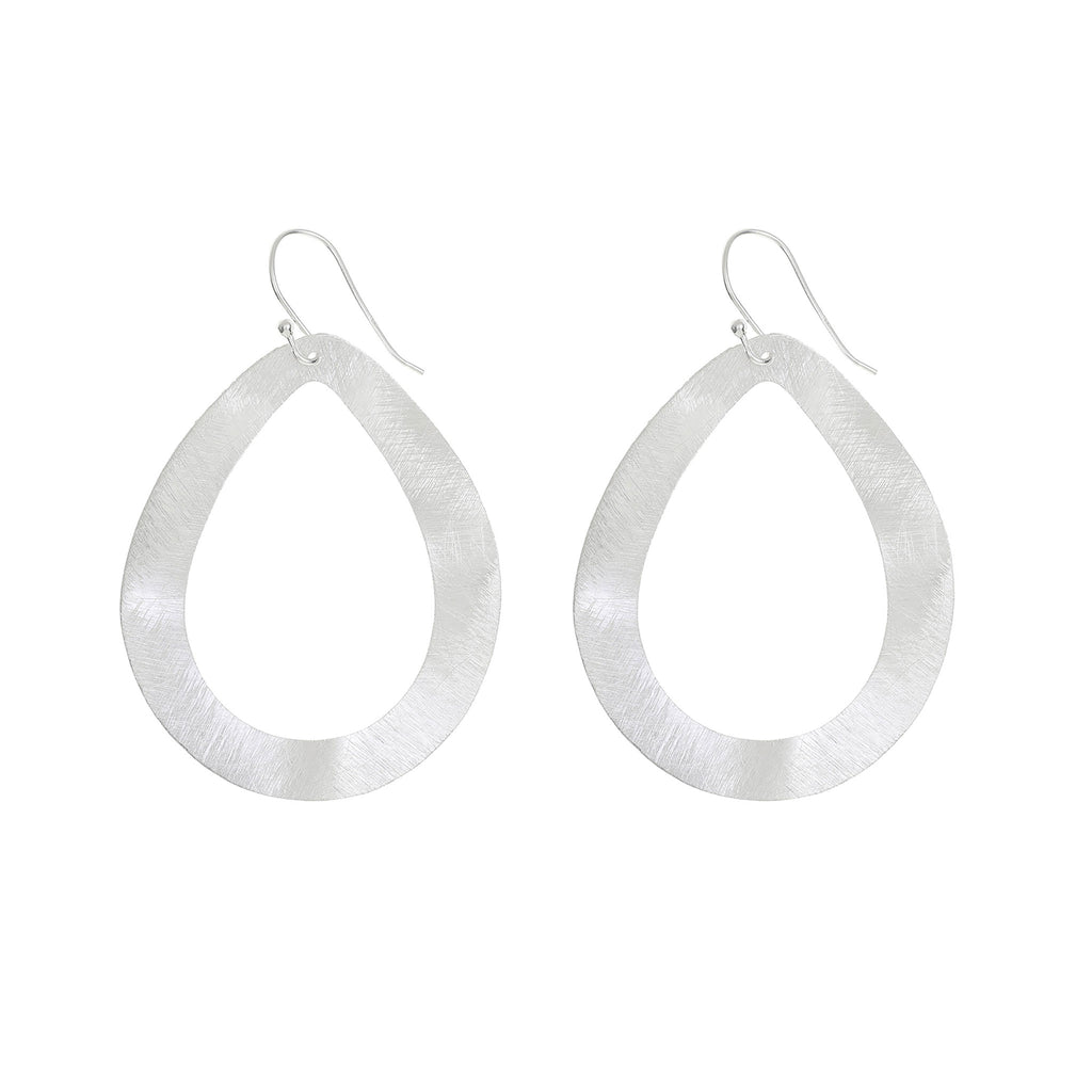 Silver Wavy Oval Loop Shaped Earrings