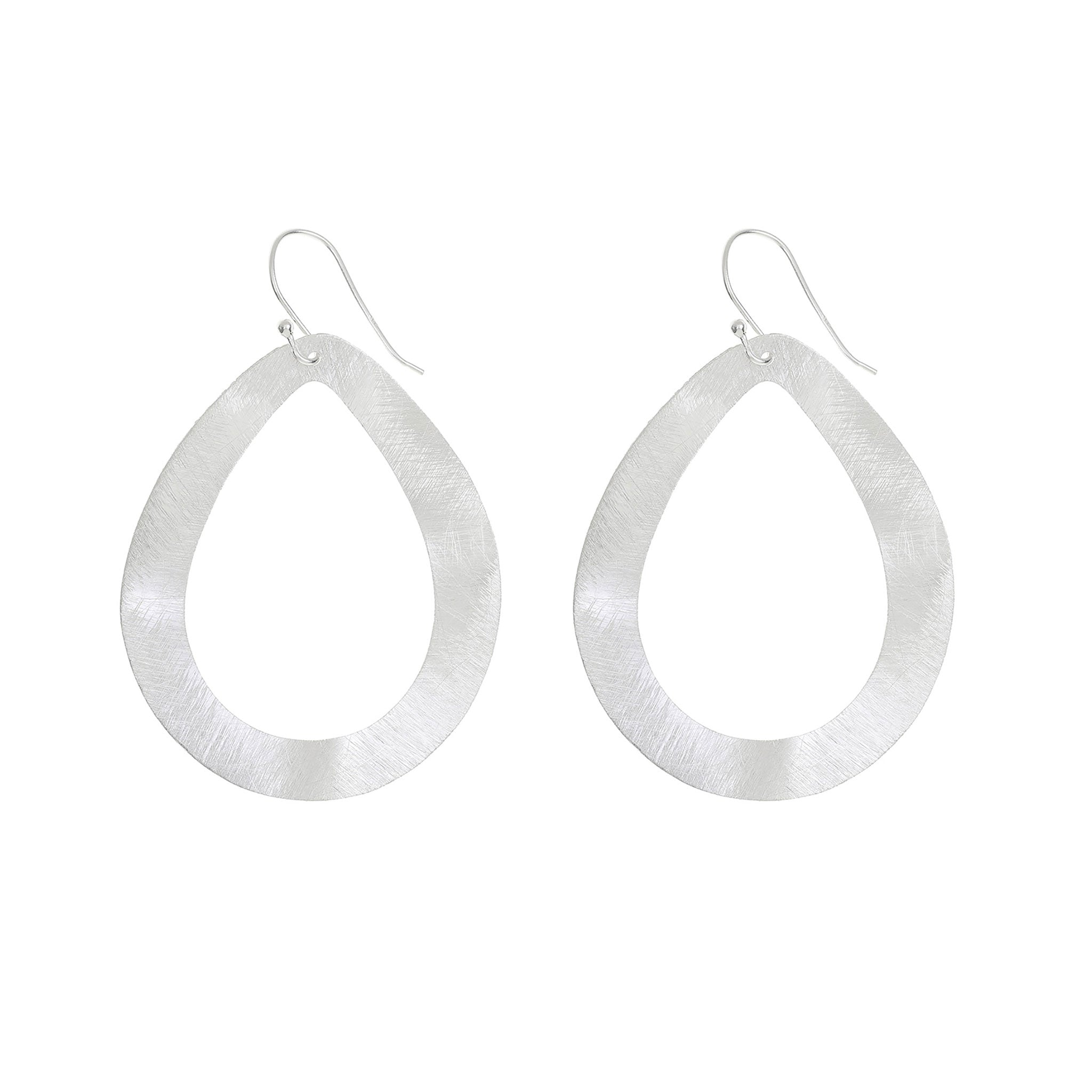 Silver Wavy Oval Loop Shaped Earrings
