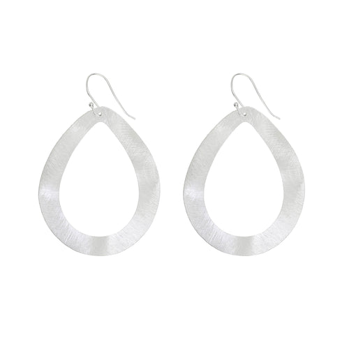 Silver Wavy Oval Loop Shaped Earrings