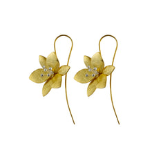Load image into Gallery viewer, Yellow-Gold and Silver Grass Lily Flower Earrings